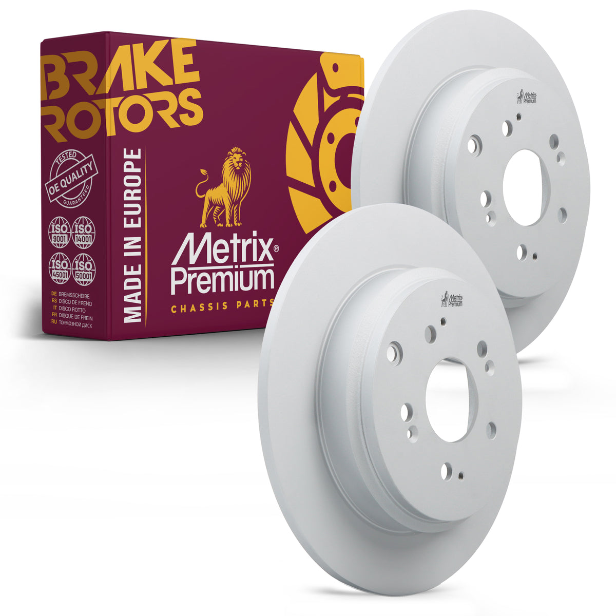 Metrix Premium Chassis Parts - 13.15 inch (334mm) 2 PC Rear Coated Solid Disc Brake Rotor Fits 2007-2013 Acura MDX, 2009-2015 Honda Pilot, 2010-2013 ZDX, 2011-2017 Odyssey, 08.D278.11, Made in Europe