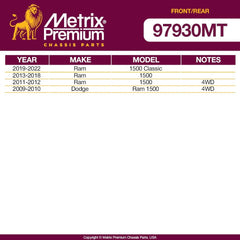 Metrix Premium 4 PC Front Stabilizer Bar Link and Rear Stabilizer Bar Link Kit  97930MT fitment