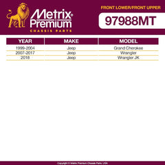 Metrix Premium 4 PC Front Upper Ball Joint and Front Lower Ball Joint Kit  97988MT fitment
