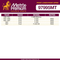 Metrix Premium 4 PC Front Upper Ball Joint and Front Lower Ball Joint Kit  97995MT fitment