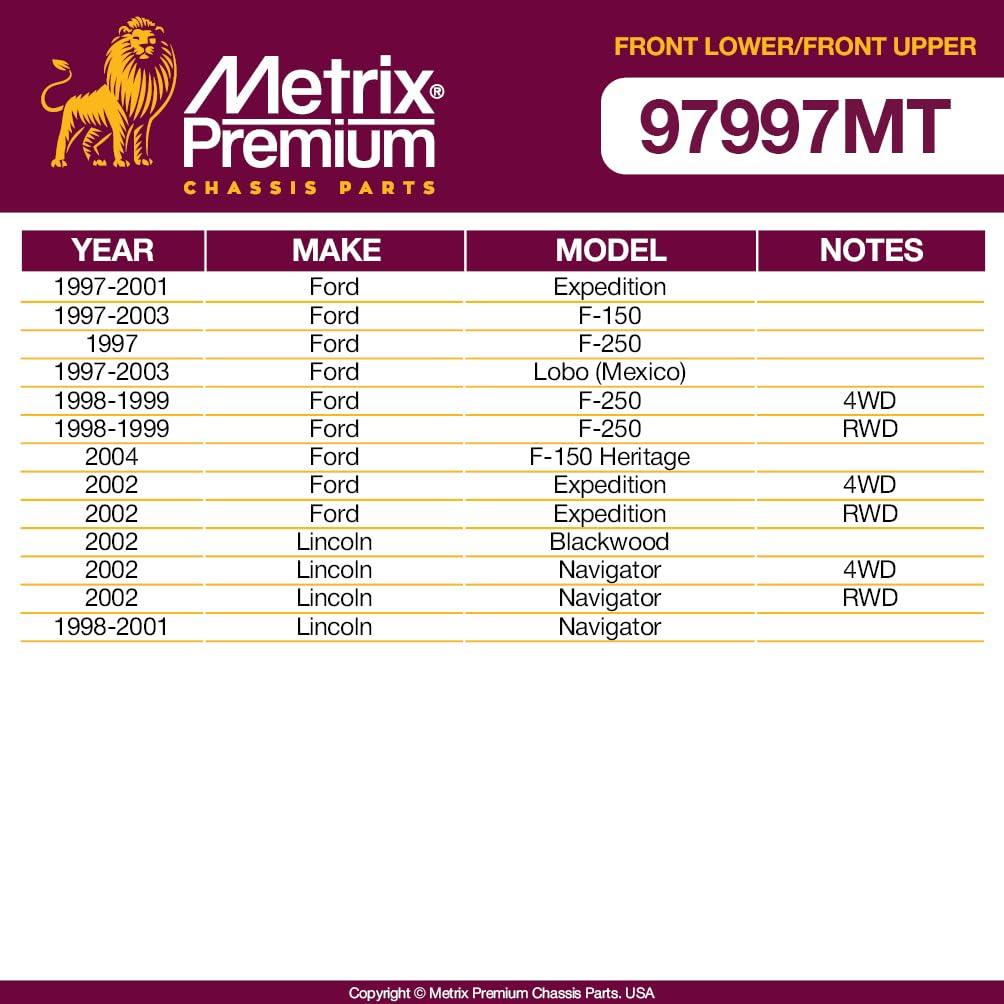 Metrix Premium 4 PC Front Upper Ball Joint and Front Lower Ball Joint Kit  97997MT fitment