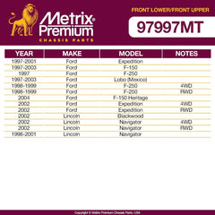 Metrix Premium 4 PC Front Upper Ball Joint and Front Lower Ball Joint Kit  97997MT fitment