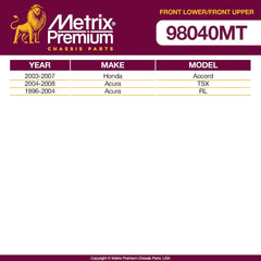 Metrix Premium 4 PC Front Upper Ball Joint and Front Lower Ball Joint Kit  98040MT fitment