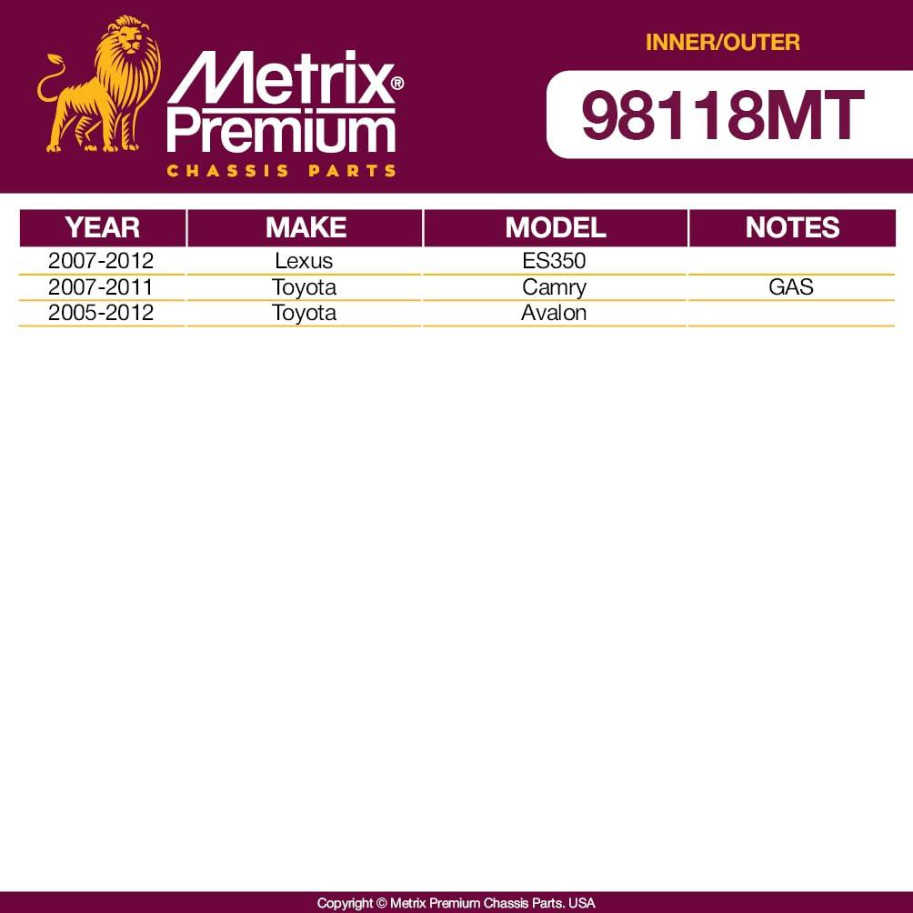Metrix Premium 4 PC Inner Tie Rod End and Outer Tie Rod End Kit  98118MT fitment