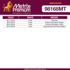 Metrix Premium 4 PC Inner Tie Rod End and Outer Tie Rod End Kit  98168MT fitment