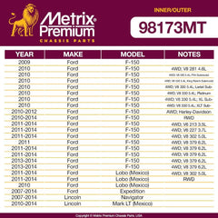 Metrix Premium 4 PC Inner Tie Rod End and Outer Tie Rod End Kit  98173MT fitment