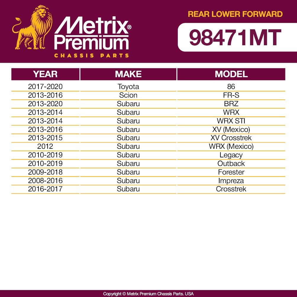 Metrix Premium 2 PC Rear Lower Forward Control Arm Kit  98471MT fitment