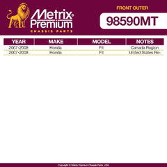 Metrix Premium 2 PC Front Outer Tie Rod End Kit  98590MT fitment