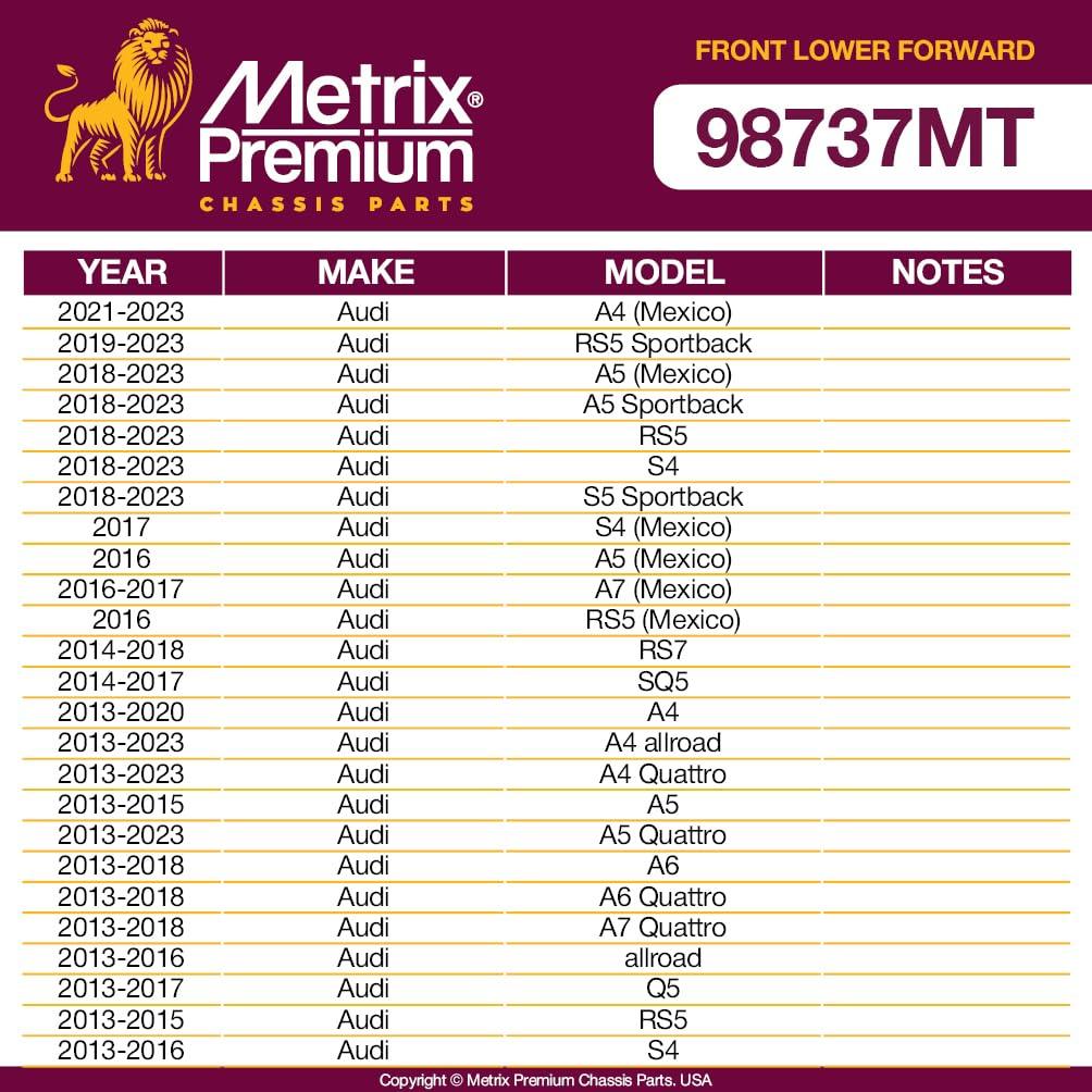 Metrix Premium 2 PC Front Ball Joint Kit  98737MT fitment