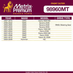 Metrix Premium 2 PC Front Tie Rod End Kit  98960MT OEM fit