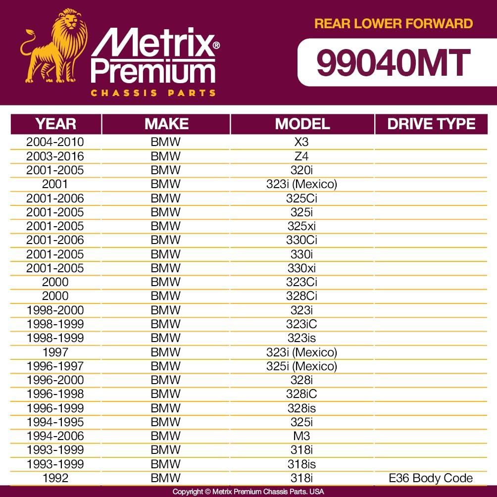 Metrix Premium 2 PC Rear Lower Forward Control Arm Kit  99040MT fitment