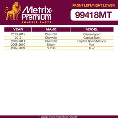 Metrix Premium 2 PC Front Left Lower and Front Right Lower Control Arm and Ball Joint Assembly Kit  99418MT fitment