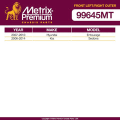 Metrix Premium 2 PC Front Left Outer and Front Right Outer Tie Rod End Kit  99645MT fitment
