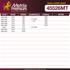 Metrix Premium Chassis Parts Rear Lower Inner Control Arm Bushing 45526MT aftermarket car parts