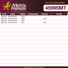 Metrix Premium Front Left Lower Forward Control Arm and Ball Joint Assembly 45995MT OEM fit spare parts