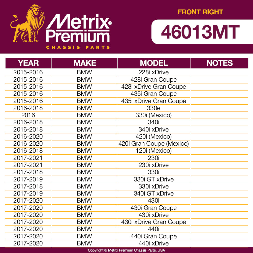 Metrix Premium Front Right Stabilizer Bar Link 46013MT OEM fit auto parts fitment compability BMW