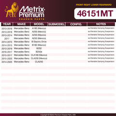 Metrix Premium Front Right Lower Rearward Axle Support Bushing 46151MT OEM fit spare parts