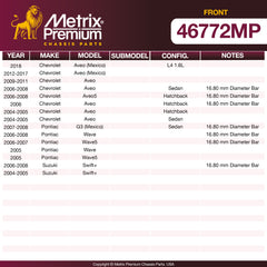 Metrix Premium Chassis Parts Front Stabilizer Bar Bushing Kit 46772MP aftermarket car parts
