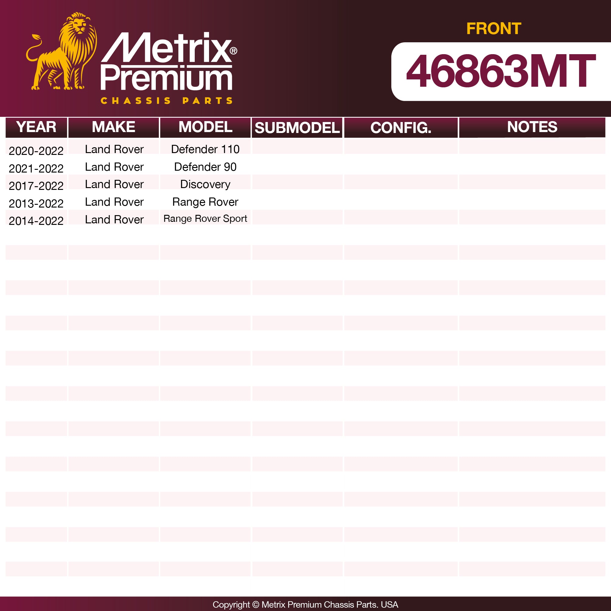 Metrix Premium Chassis Parts Front Stabilizer Bar Link 46863MT OEM fit auto parts