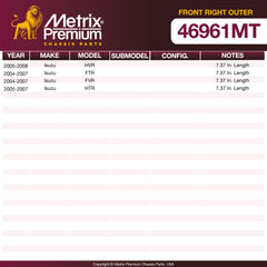 Metrix Premium Chassis Parts Front Right Outer Tie Rod End 46961MT suspension steering brake parts