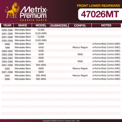 Metrix Premium Chassis Parts Front Lower Rearward Control Arm and Ball Joint Assembly 47026MT aftermarket car parts