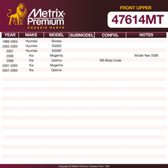 Metrix Premium Chassis Parts Front Upper Control Arm Bushing 47614MT aftermarket car parts