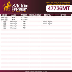 Metrix Premium Chassis Parts Rear Left Lower; Rear Right Lower Control Arm 47736MT aftermarket car parts