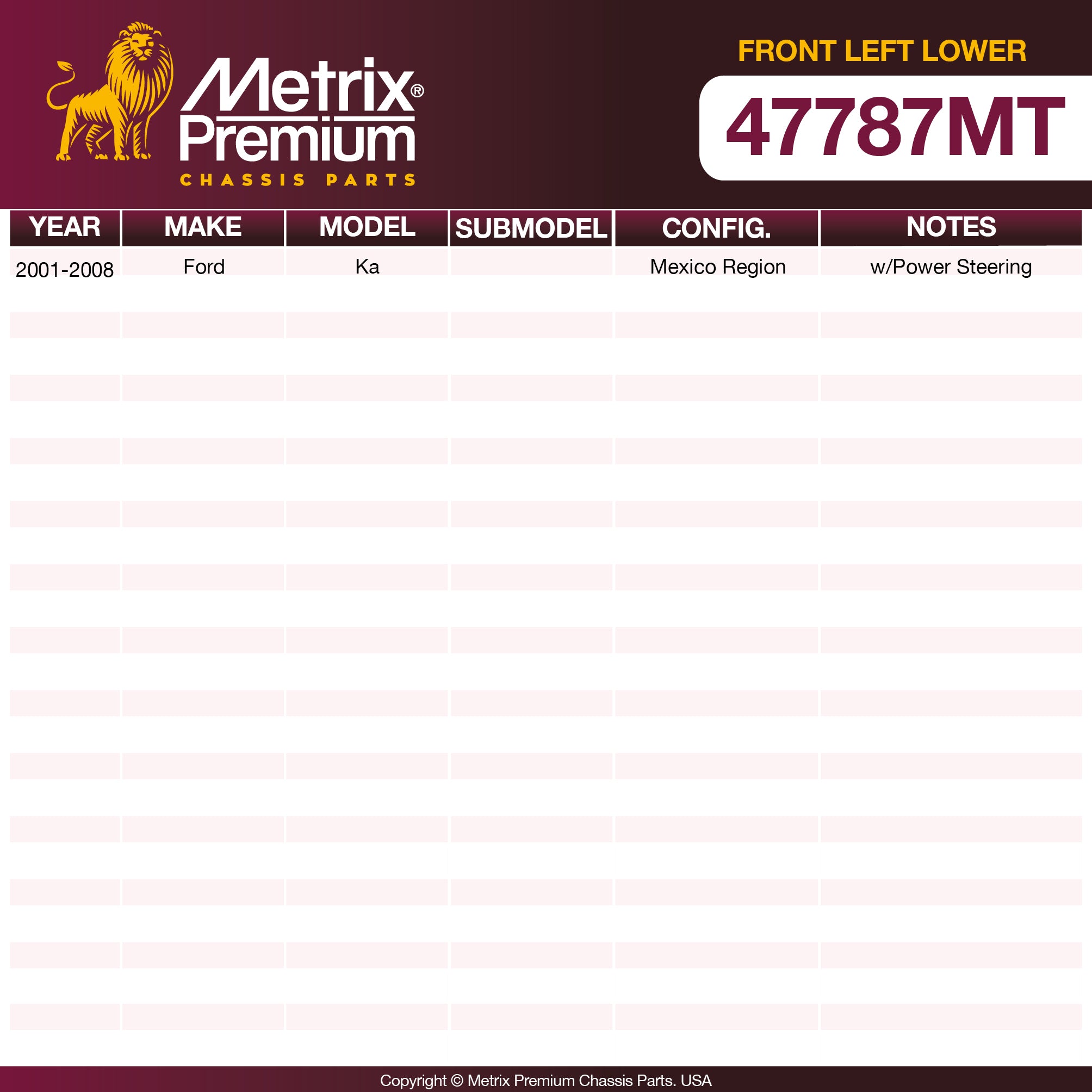 Metrix Premium Chassis Parts Front Left Lower Control Arm and Ball Joint Assembly 47787MT aftermarket car parts