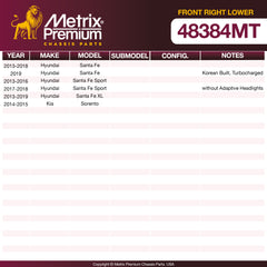 Metrix Premium Chassis Parts Front Right Lower Control Arm and Ball Joint Assembly 48384MT aftermarket car parts