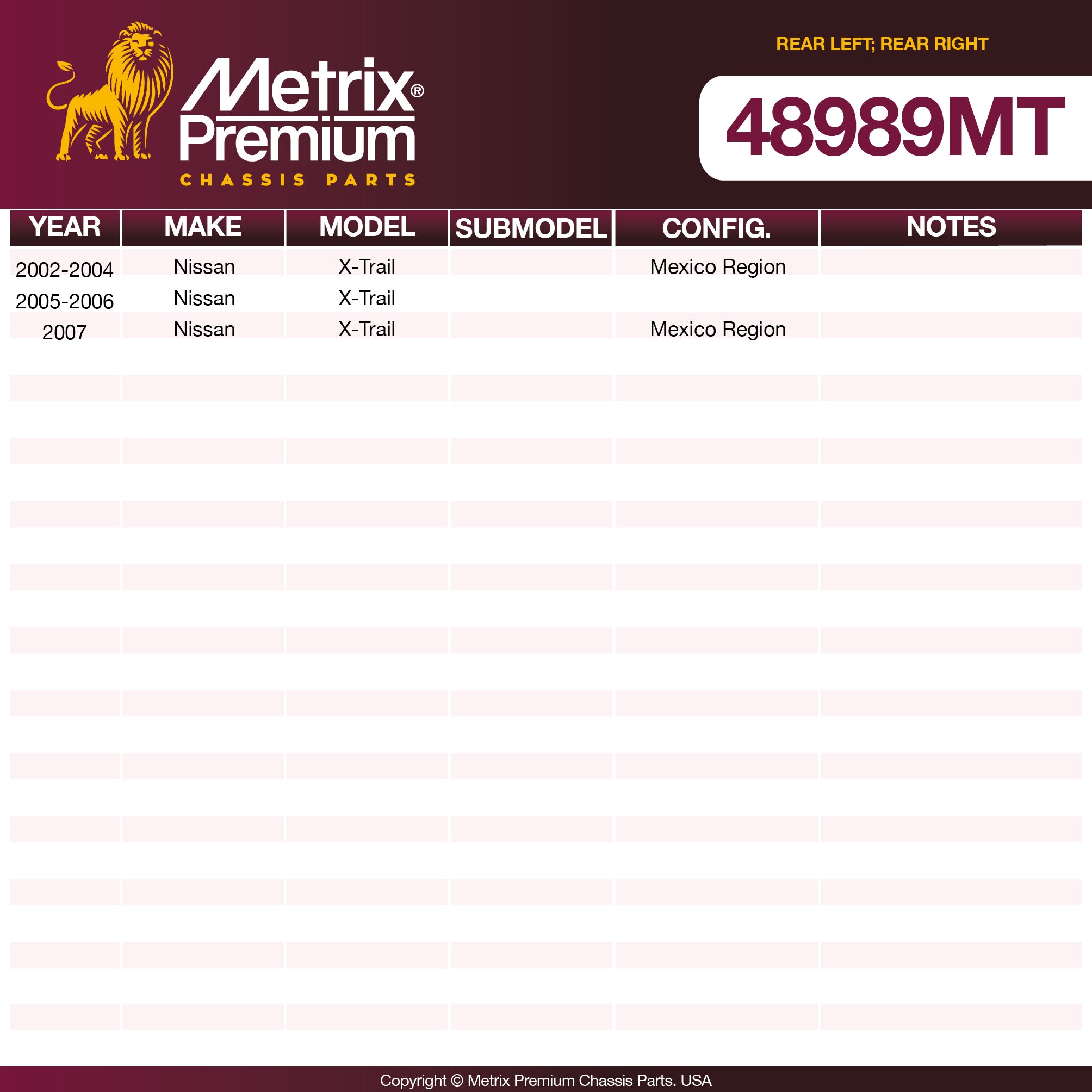 Metrix Premium Chassis Parts Rear Left; Rear Right Trailing Arm 48989MT aftermarket car parts