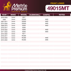 Metrix Premium Chassis Parts Front Lower Ball Joint 49015MT aftermarket car parts