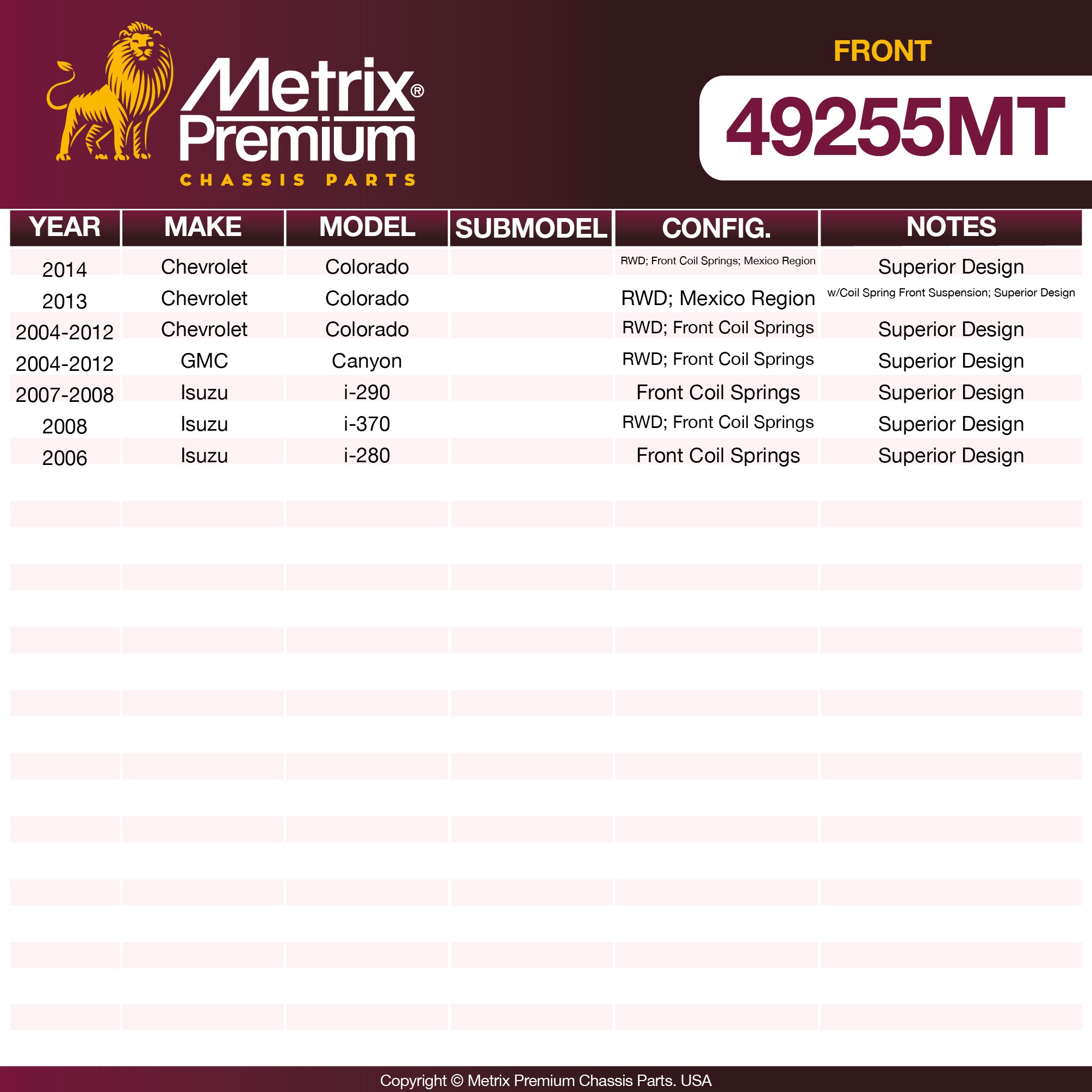 Metrix Premium Chassis Parts Front Stabilizer Bar Link 49255MT aftermarket car parts