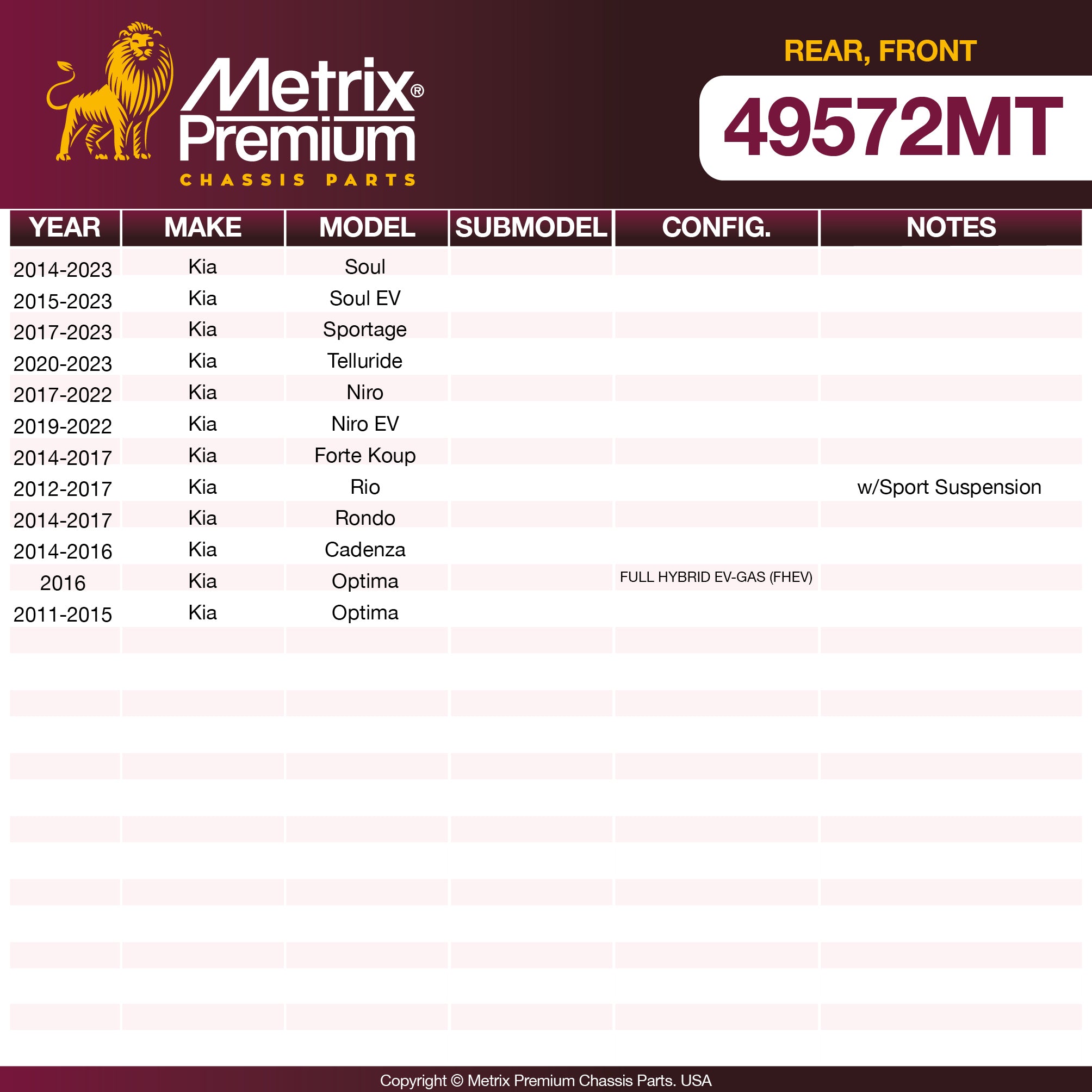 Metrix Premium Chassis Parts  suspension steering brake parts