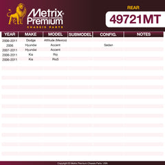 Metrix Premium Chassis Parts Rear Control Arm Bushing 49721MT OEM fit auto parts