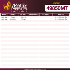 Metrix Premium Chassis Parts Front Stabilizer Bar Bushing 49850MT aftermarket car parts
