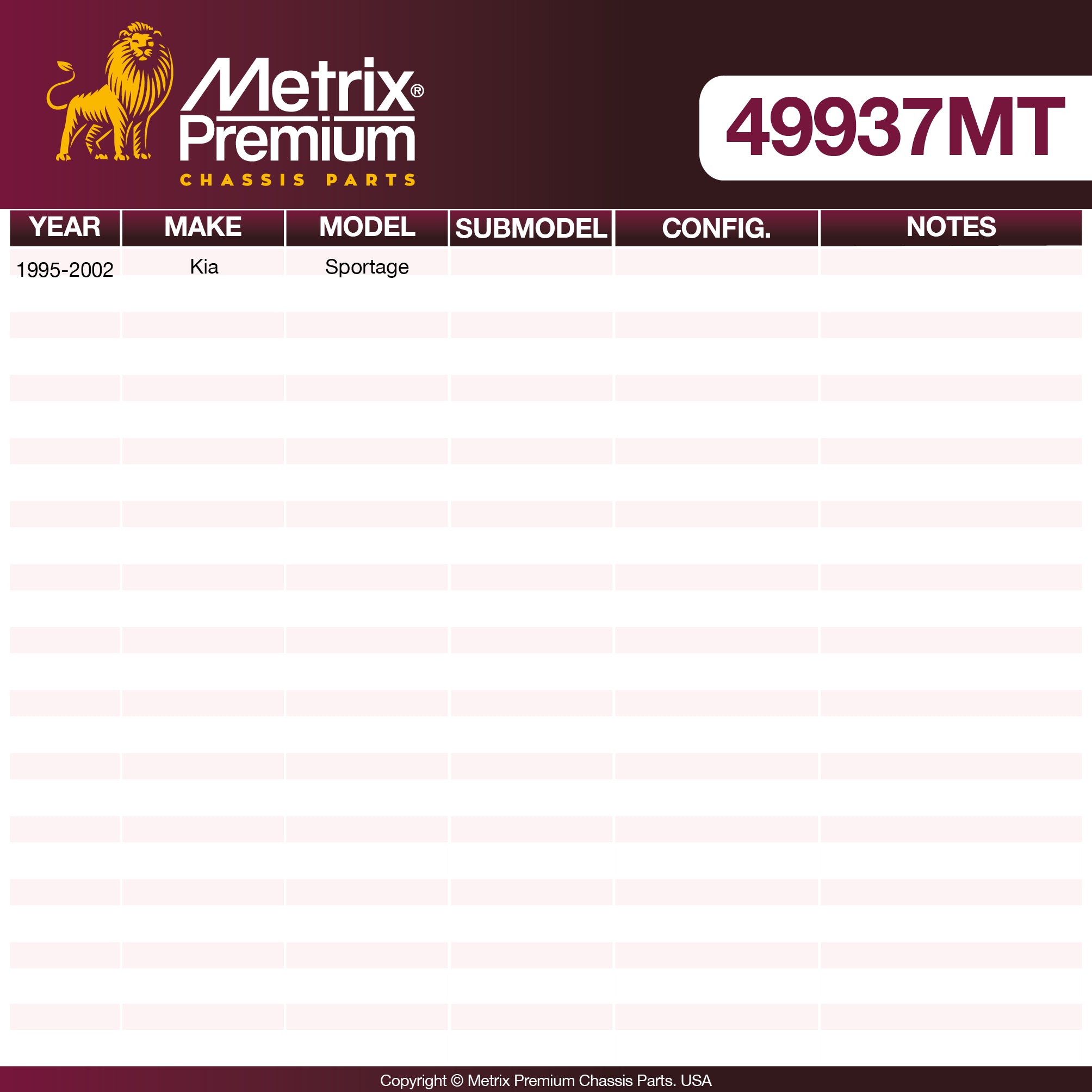 Metrix Premium Chassis Parts Center Link 49937MT aftermarket car parts