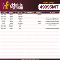 Metrix Premium Chassis Parts Front Upper Ball Joint 49995MT OEM fit auto parts