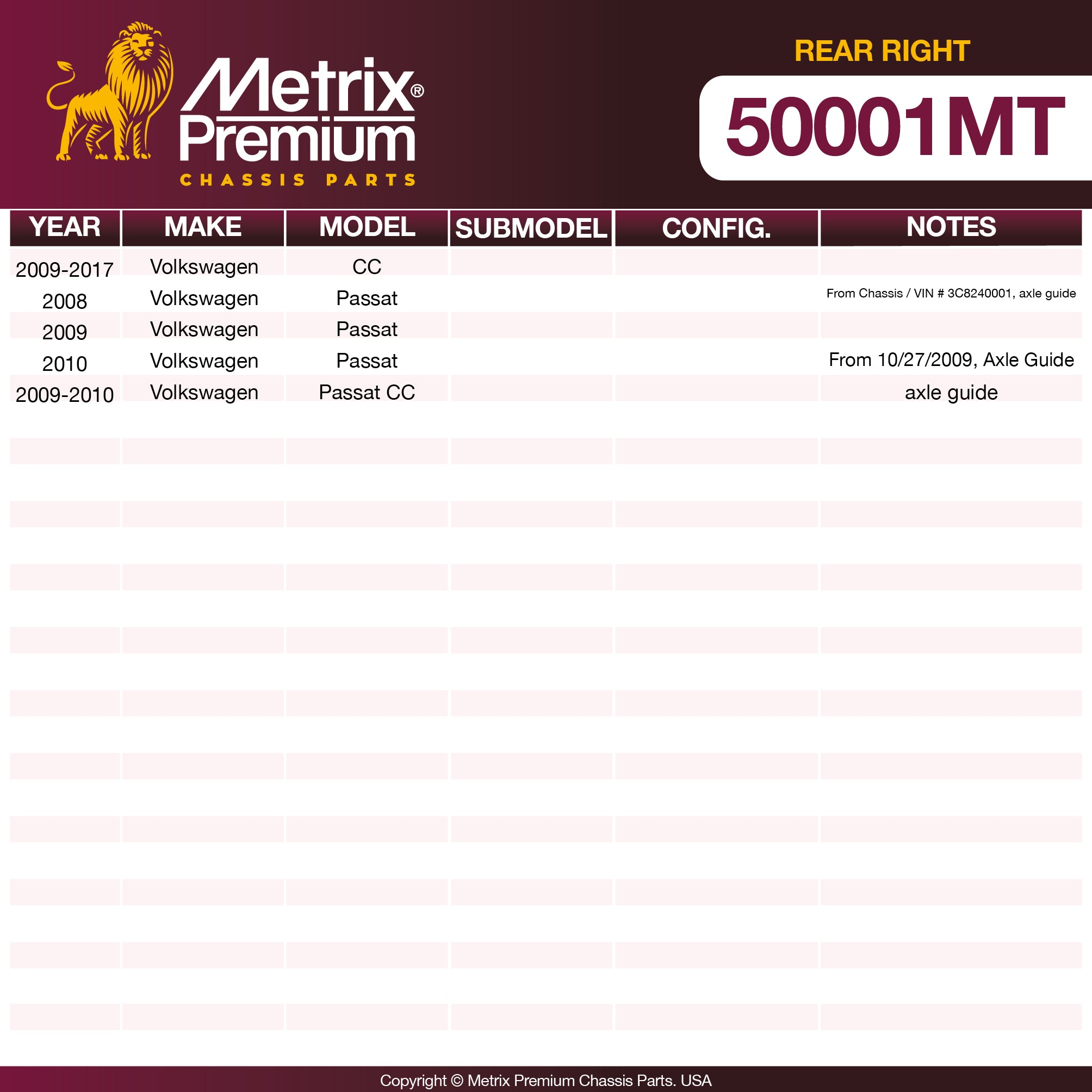 Metrix Premium Chassis Parts Rear Right Trailing Arm 50001MT aftermarket car parts
