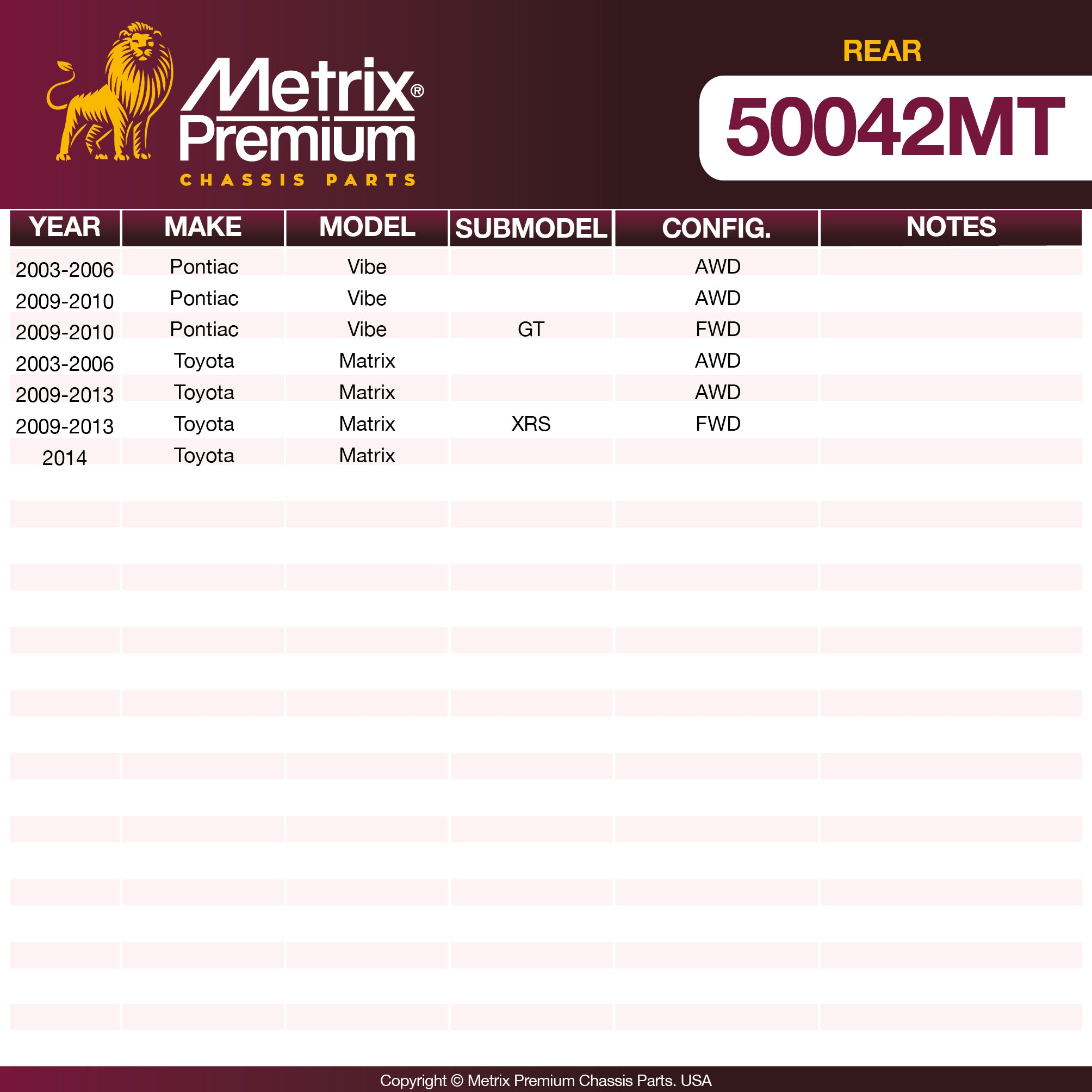 Metrix Premium Chassis Parts Rear Stabilizer Bar Link 50042MT aftermarket car parts