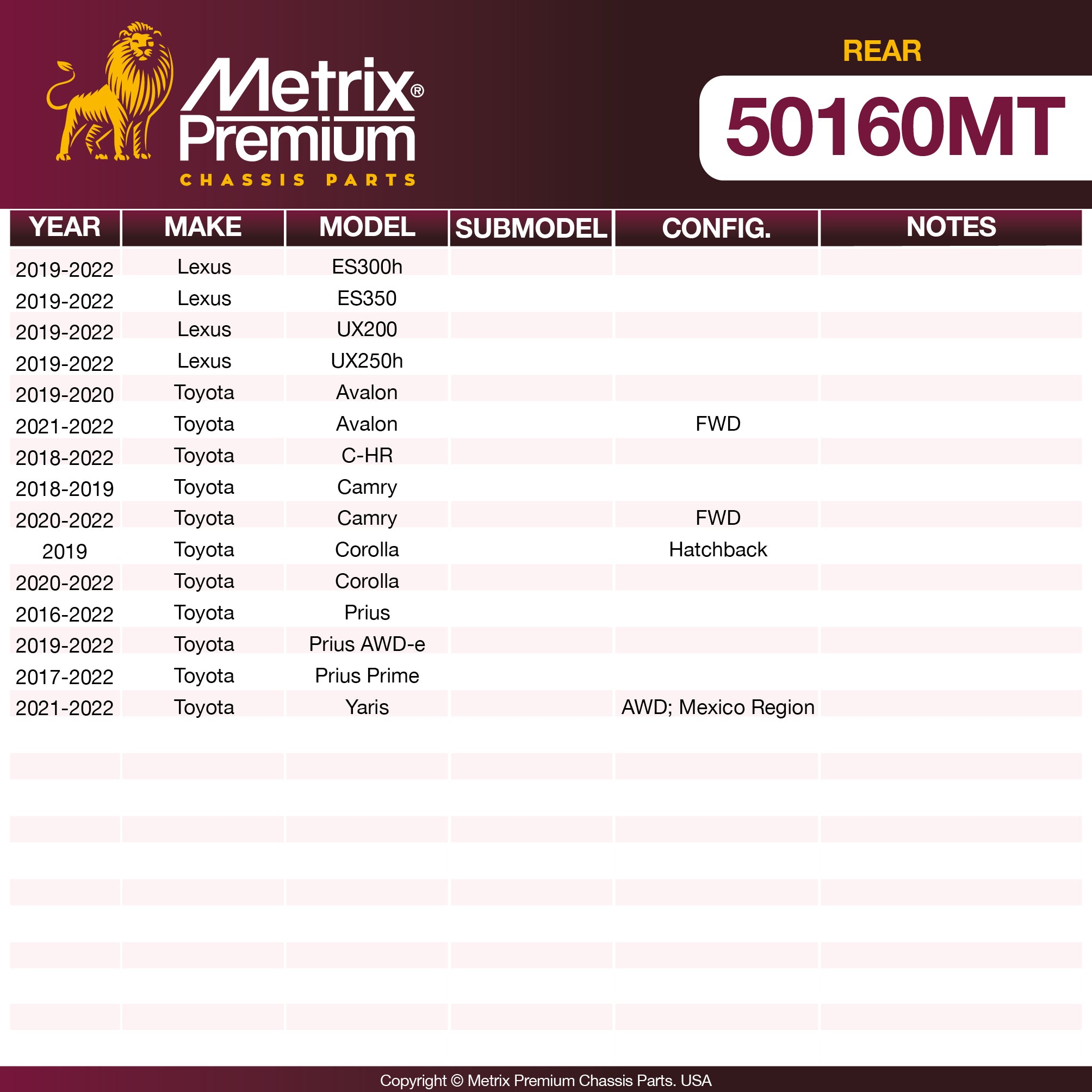 Metrix Premium Chassis Parts Rear Stabilizer Bar Link 50160MT aftermarket car parts