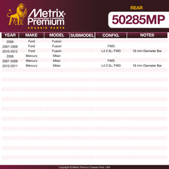 Metrix Premium Rear Stabilizer Bar Bushing Kit 50285MP OEM fit spare parts