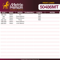 Metrix Premium Chassis Parts Front Lower Ball Joint 50486MT OEM fit auto parts