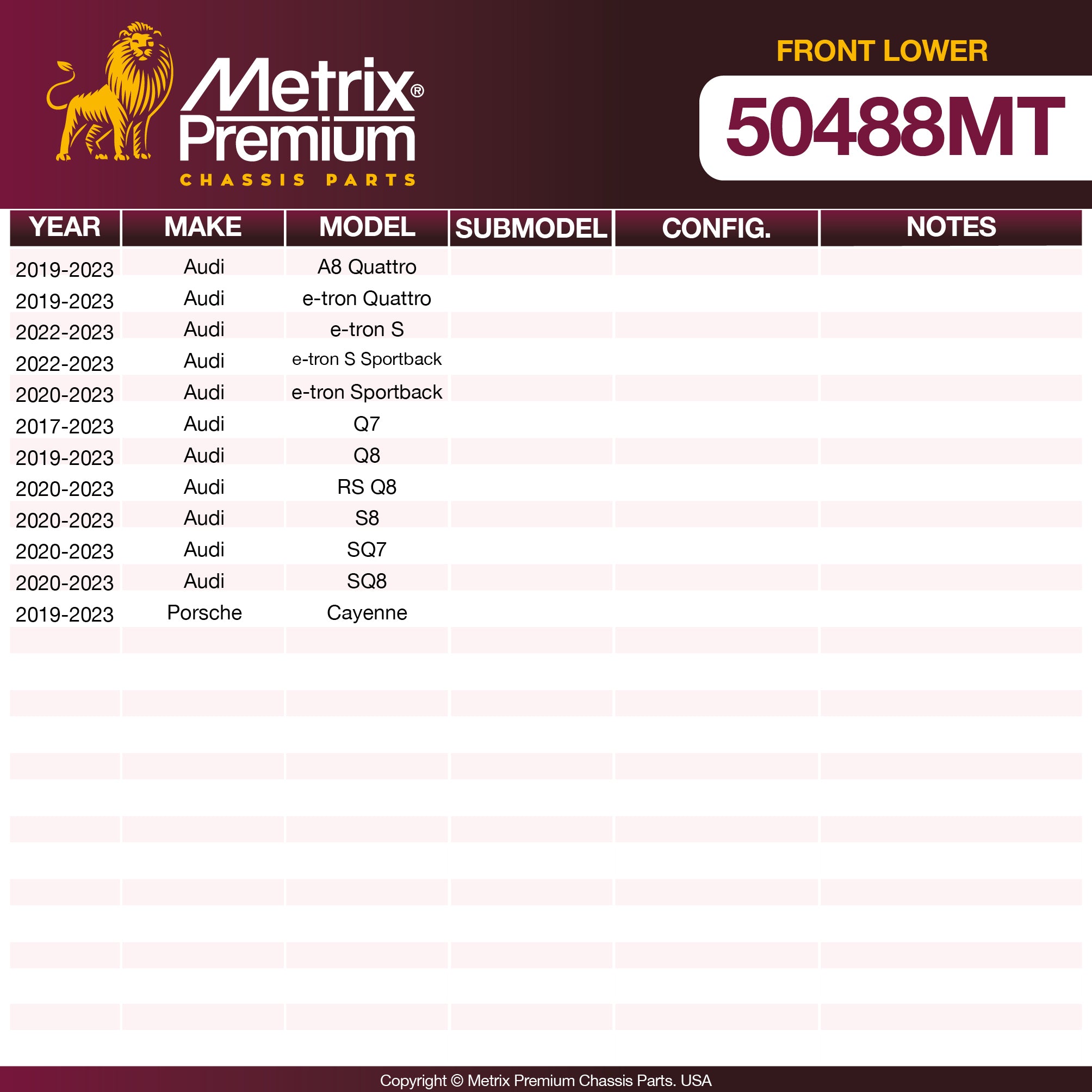 Metrix Premium Chassis Parts Front Lower Ball Joint 50488MT OEM fit auto parts