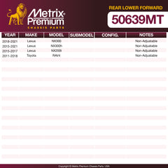 Metrix Premium Chassis Parts Rear Lower Forward Lateral Arm And Ball Joint Assembly 50639MT aftermarket car parts