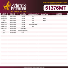 Metrix Premium Chassis Parts Rear Left Upper Rearward; Rear Right Upper Rearward Control Arm 51376MT aftermarket car parts
