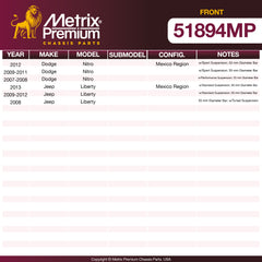 Metrix Premium Chassis Parts Front Stabilizer Bar Bushing Kit 51894MP OEM fit auto parts
