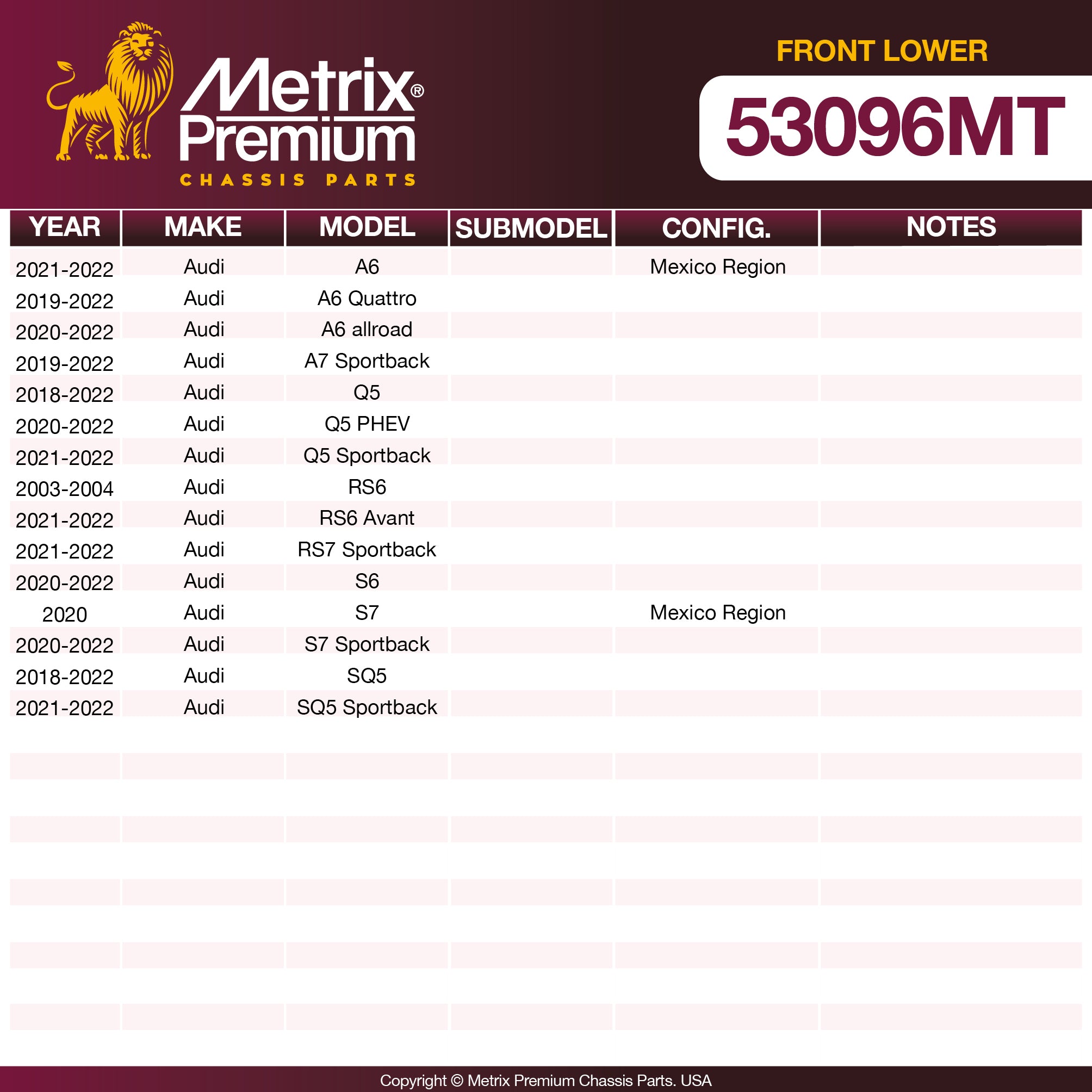Metrix Premium Chassis Parts Front Lower Ball Joint 53096MT aftermarket car parts