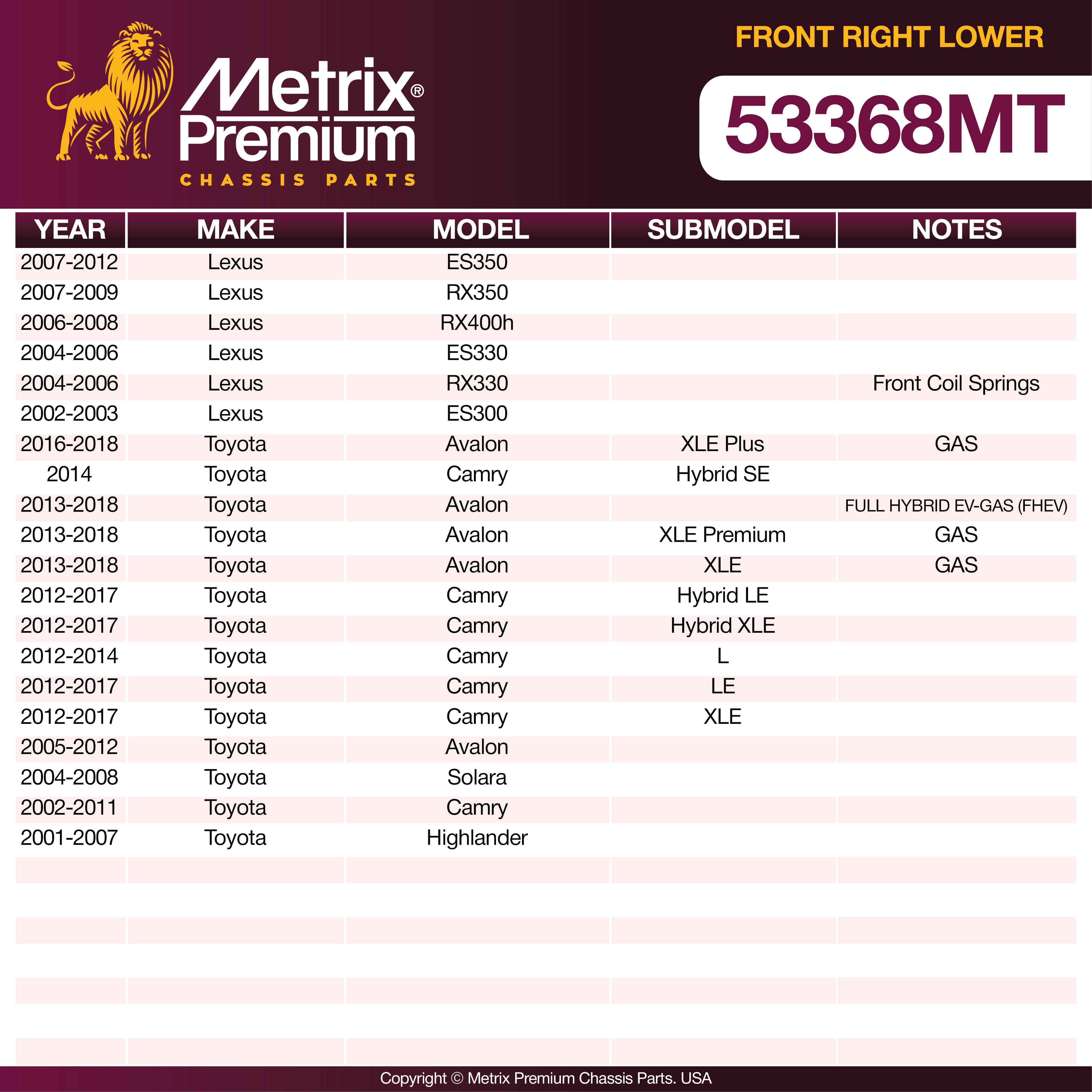 Front Right Lower Control Arm 53368MT