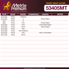 Metrix Premium Chassis Parts Front Right Outer Tie Rod End 53405MT aftermarket car parts