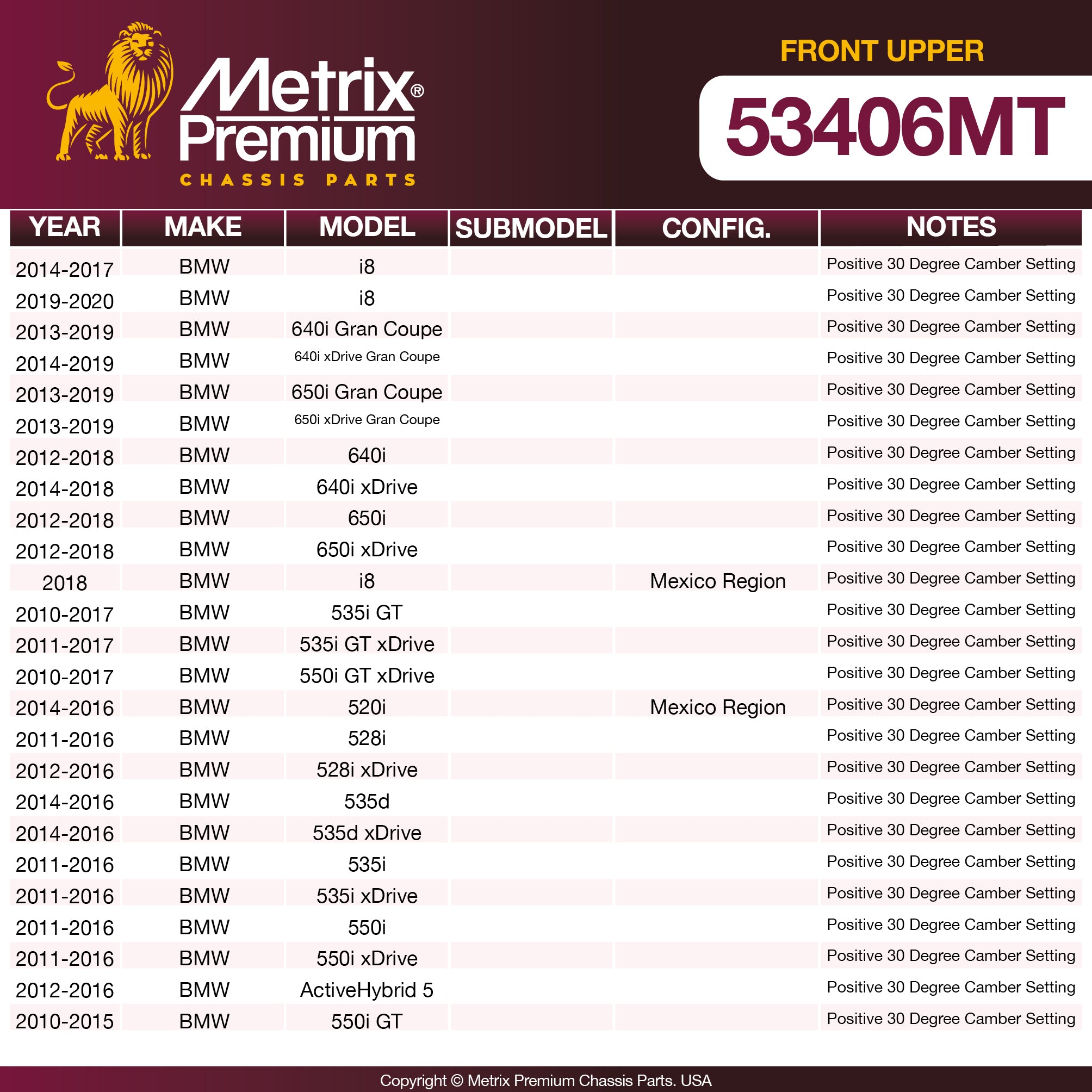 Metrix Premium Chassis Parts Front Upper Control Arm and Ball Joint Assembly 53406MT aftermarket car parts